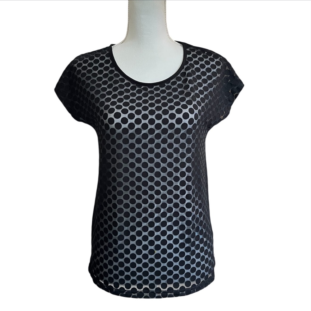 Nümph Black Sheer Polka Dot Short Sleeve Top